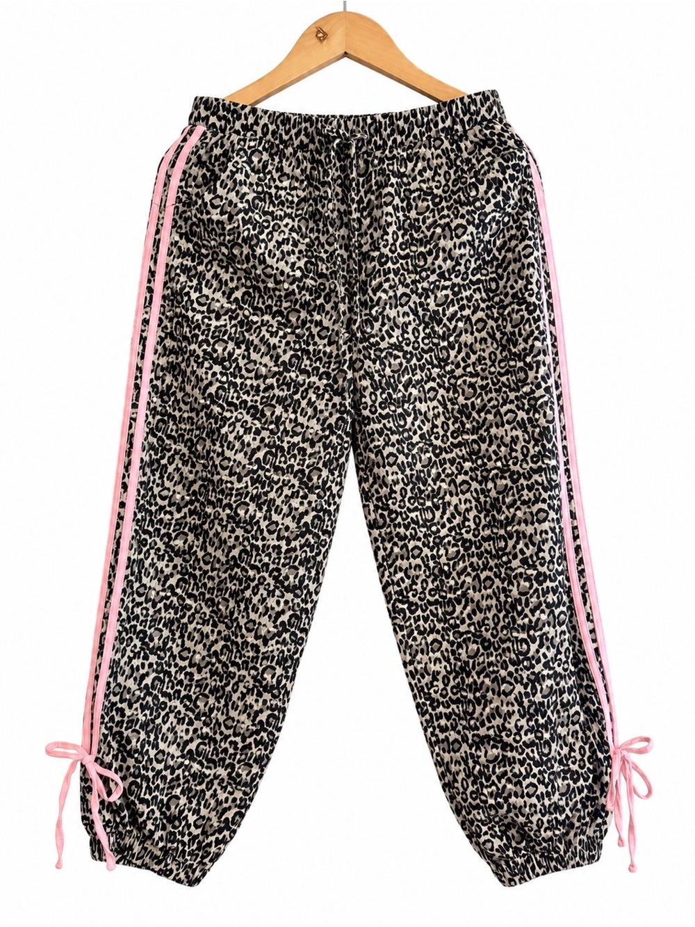 BiBi Leopard Print Pants with Pink Side Stripes